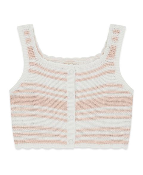 Детский вязаный крючком топ Guess без рукавов, 7-16, цвет: Белый / Розовый