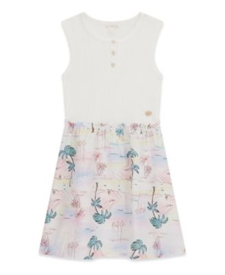 Girls' 7-16 Mixed Fabric Sleeveless Dress