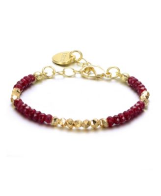 GiGiGirl 14k Yellow Gold Plated Bracelet with Colored and Gold Plated Mineral Beads in Pattern for Kids - Red 46$