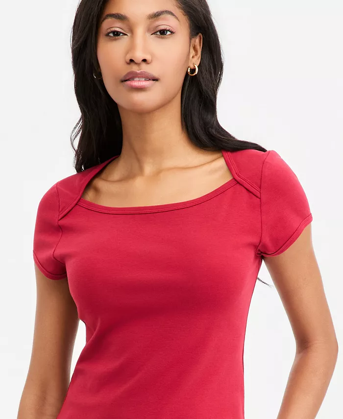 Women's Micro Rib Boatneck Cap Sleeve Top - thumbnail 5