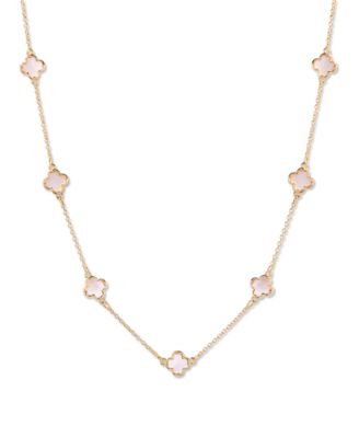 Gold-Tone Plated Chatham Clover Imitation Pearl Necklace