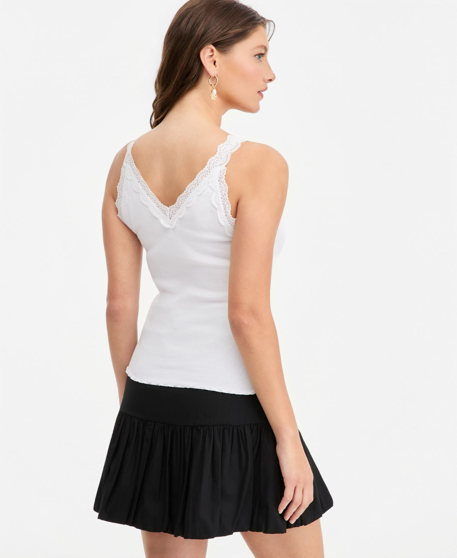 Women's Lace-Trim Ribbed Tank Top