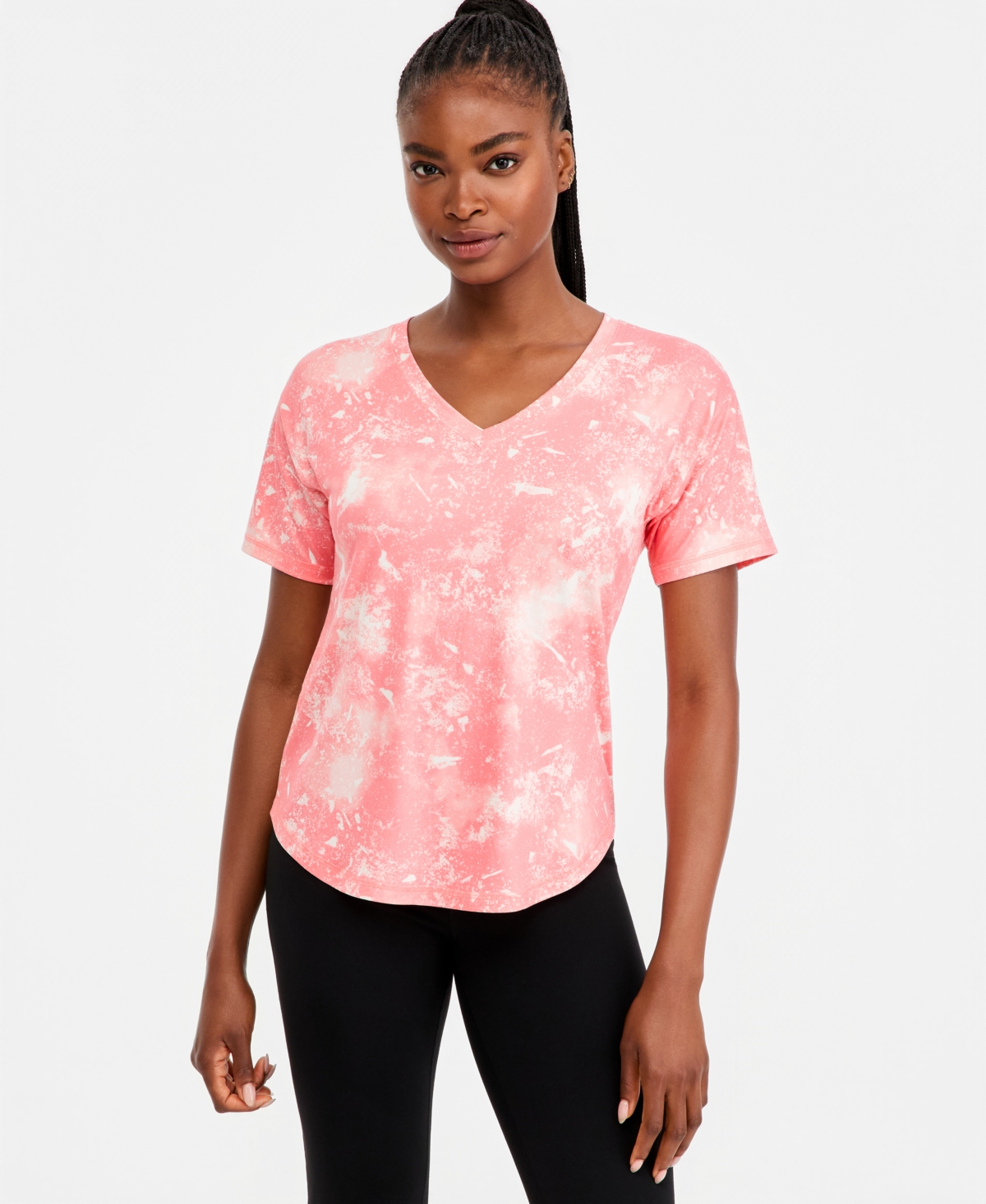Macy's Id Ideology Women's Urban V-neck Performance T-shirt,  Exclusive In Pink