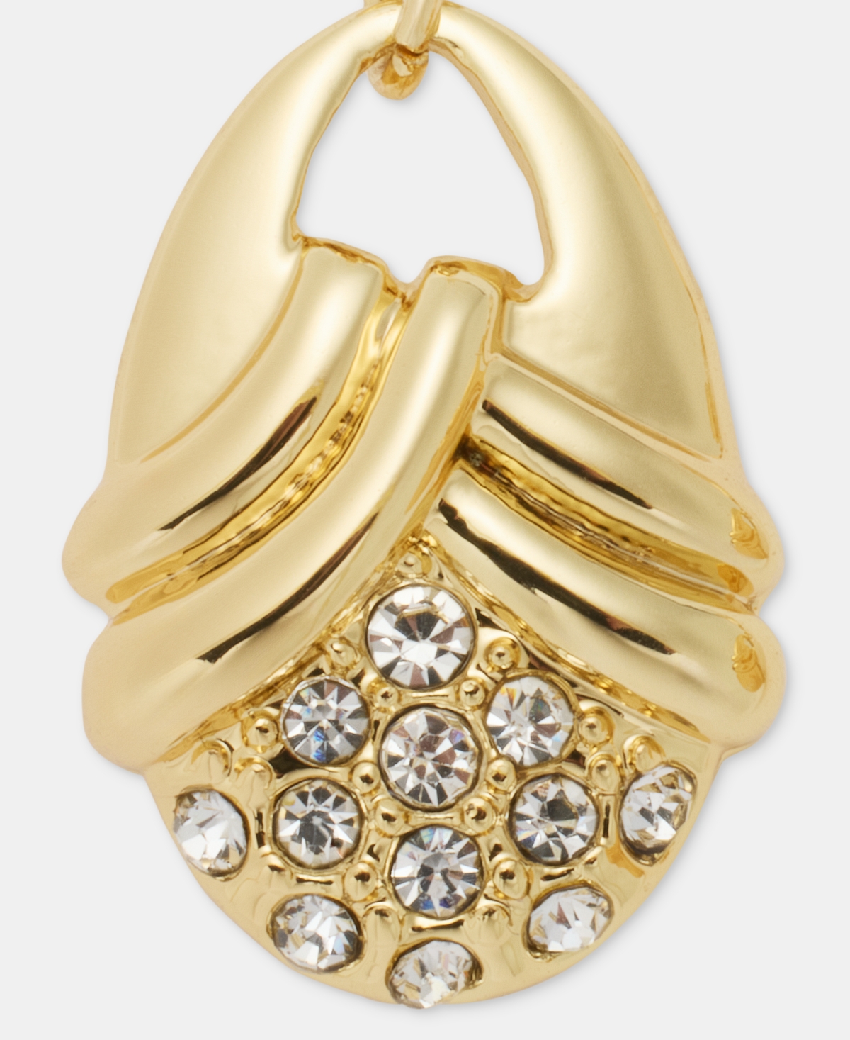 Anne Klein Pave Textured Oval Drop Earrings