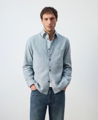 Men's Linen-And-Cotton-Blend Striped Shirt