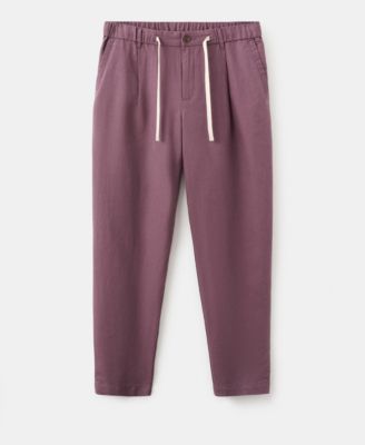 Men's Slim-Fit Cropped Cotton-Linen Pants