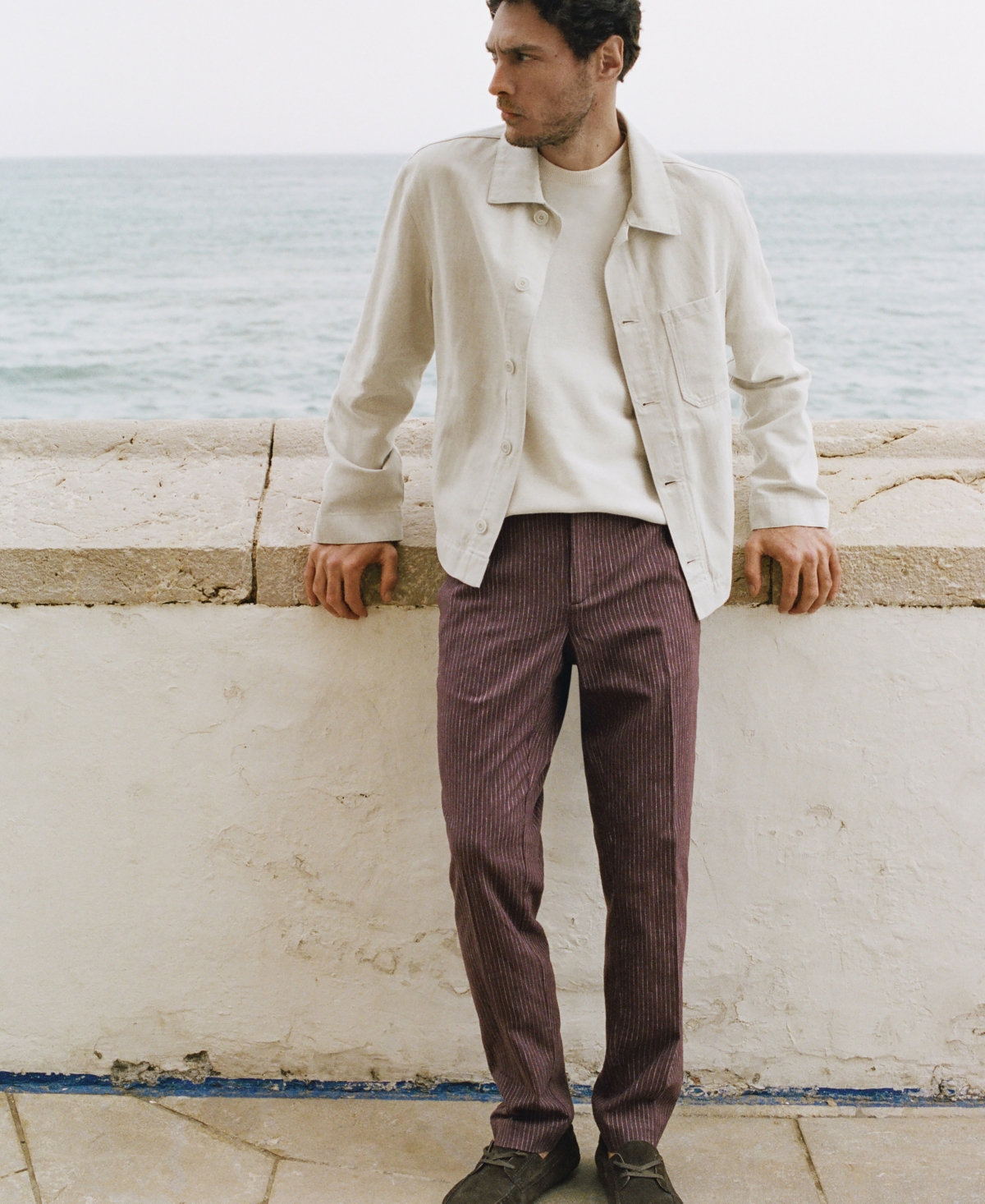 Mango Men's Slim-Fit Striped Linen-Cotton Pants