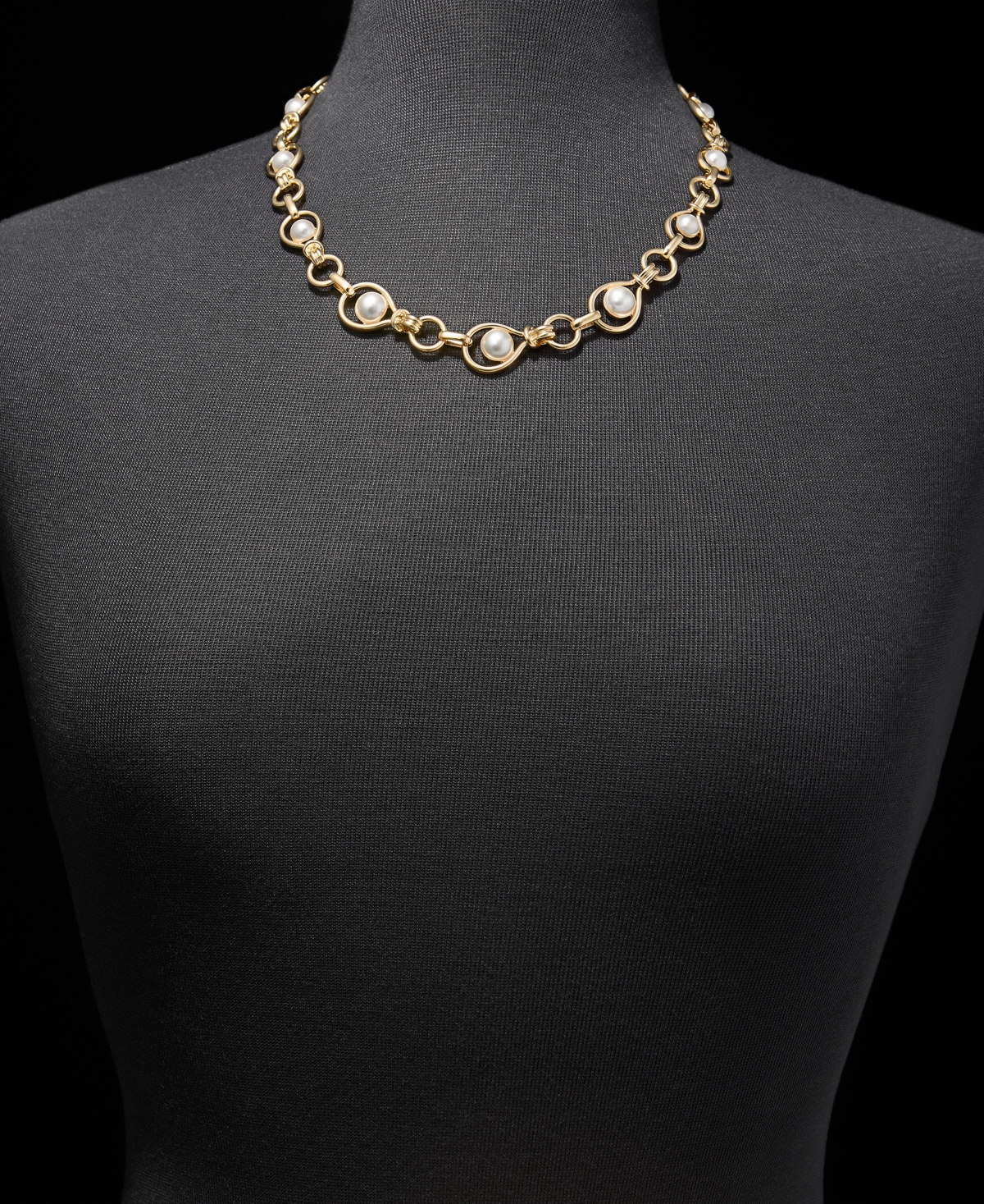 Anne Klein Imitation Pearl Open Link Collar Necklace, 17" + 3" extender