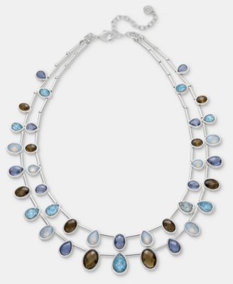 Blue Stone Multi-Row Necklace 