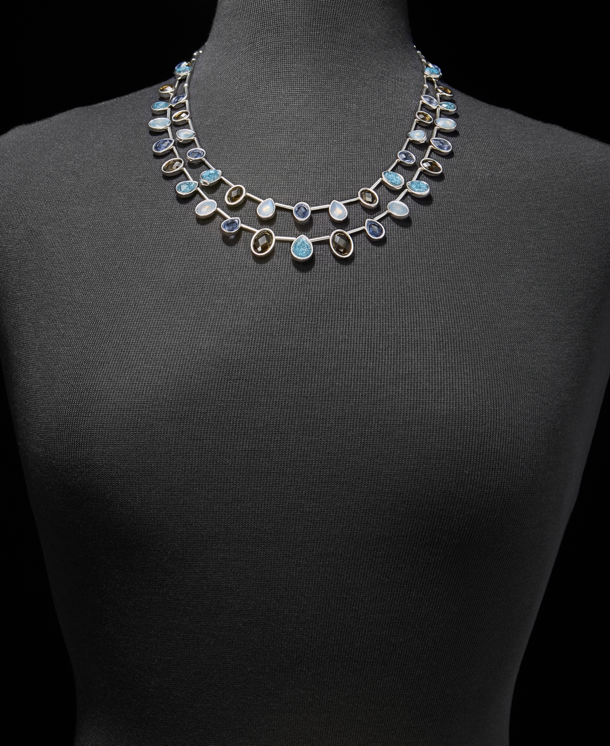 Anne Klein Blue Stone Multi-Row Necklace