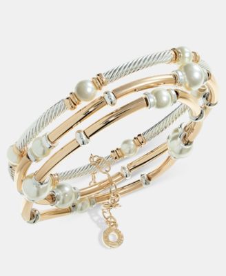 Silver-Tone 4-Pc. Colored Shaky Stone Stretch Bracelets