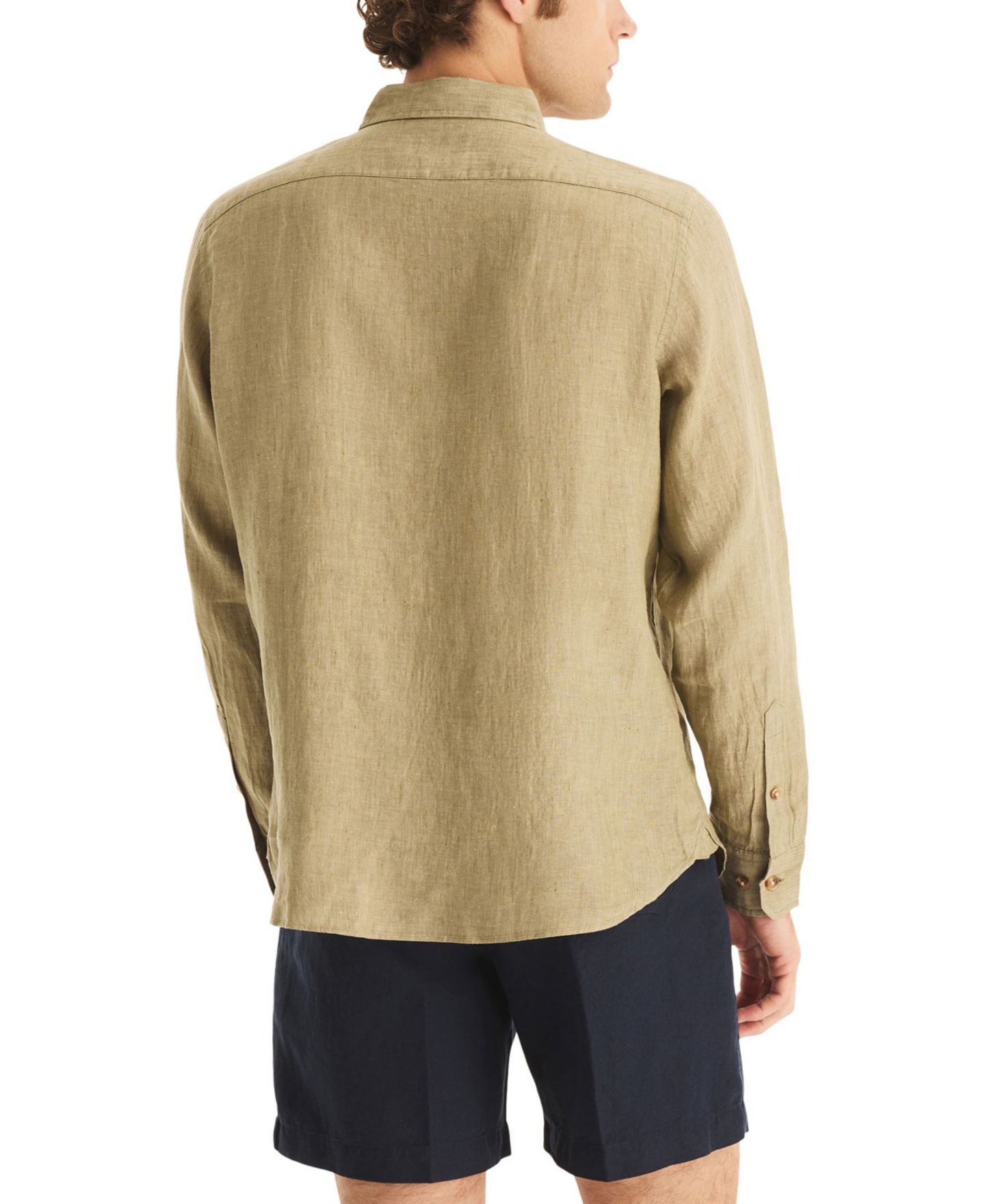 Мужская рубашка Nautica Long-Sleeve Linen, цвет: Зелёный — фото 2