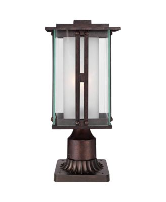 Rustic Industrial Outdoor Post Light with Pier Mount  Metal 15  Clear Frosted Glass for Exterior Deck House Porch Yard