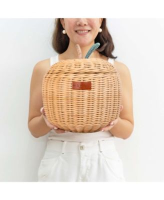 Apple Handcrafted Rattan Storage Basket - Wicker, Small