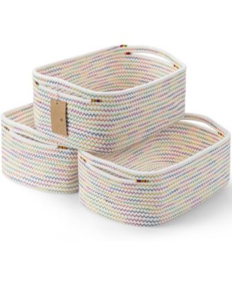3Piece Woven Rope Storage Baskets with Handles Gift Basket