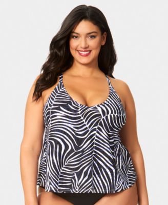 Plus Size Printed Easy Tri Tankini Top