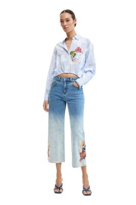 Women's Embroidered culotte jeans