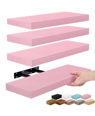 4 Pack Wall Mounted Floating Shelves - for Bathroom, Kitchen, Bedroom