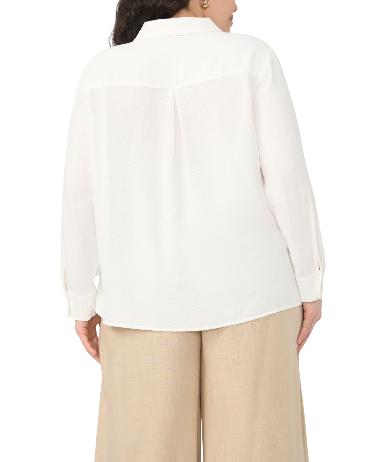 Женская блузка Vince Camuto Plus Size Button-Down Tunic Flower Applique Blouse, цвет: Белый — фото 5