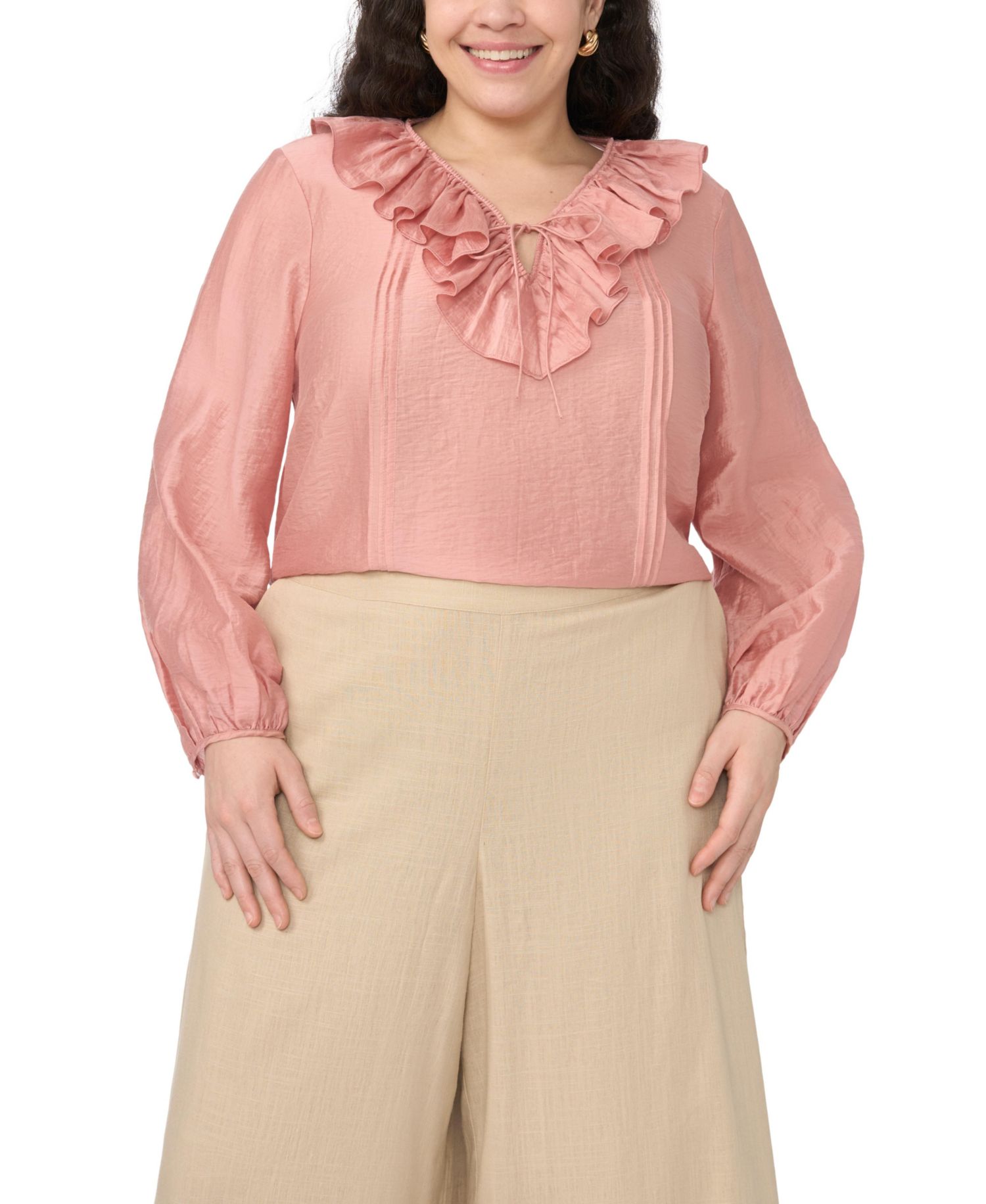 Plus Size Ruffle V-Neck Top