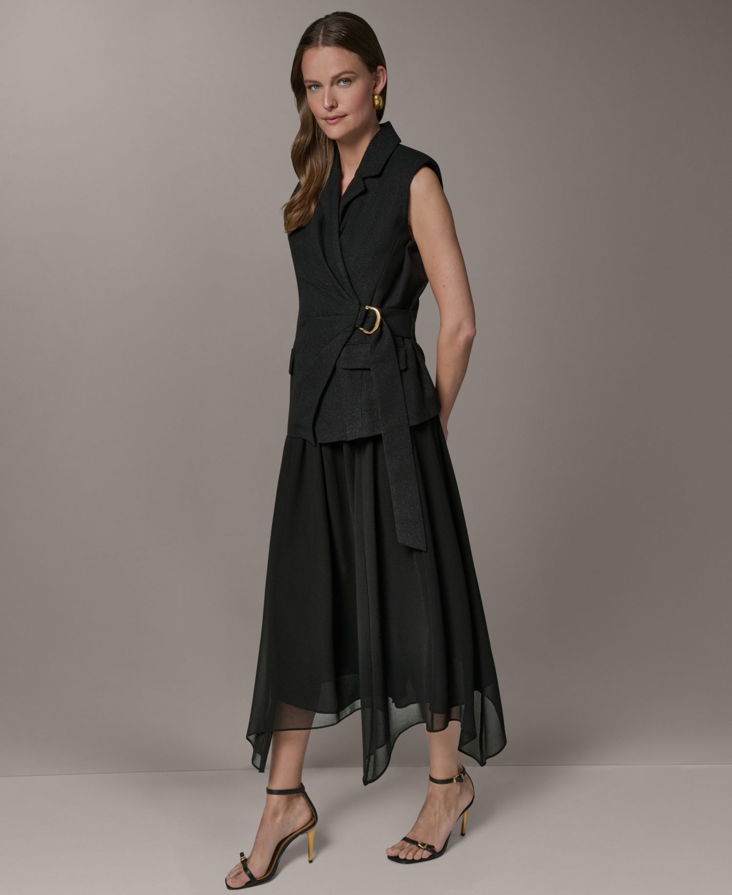 Women's Collared Sleeveless Fit & Flare Dress