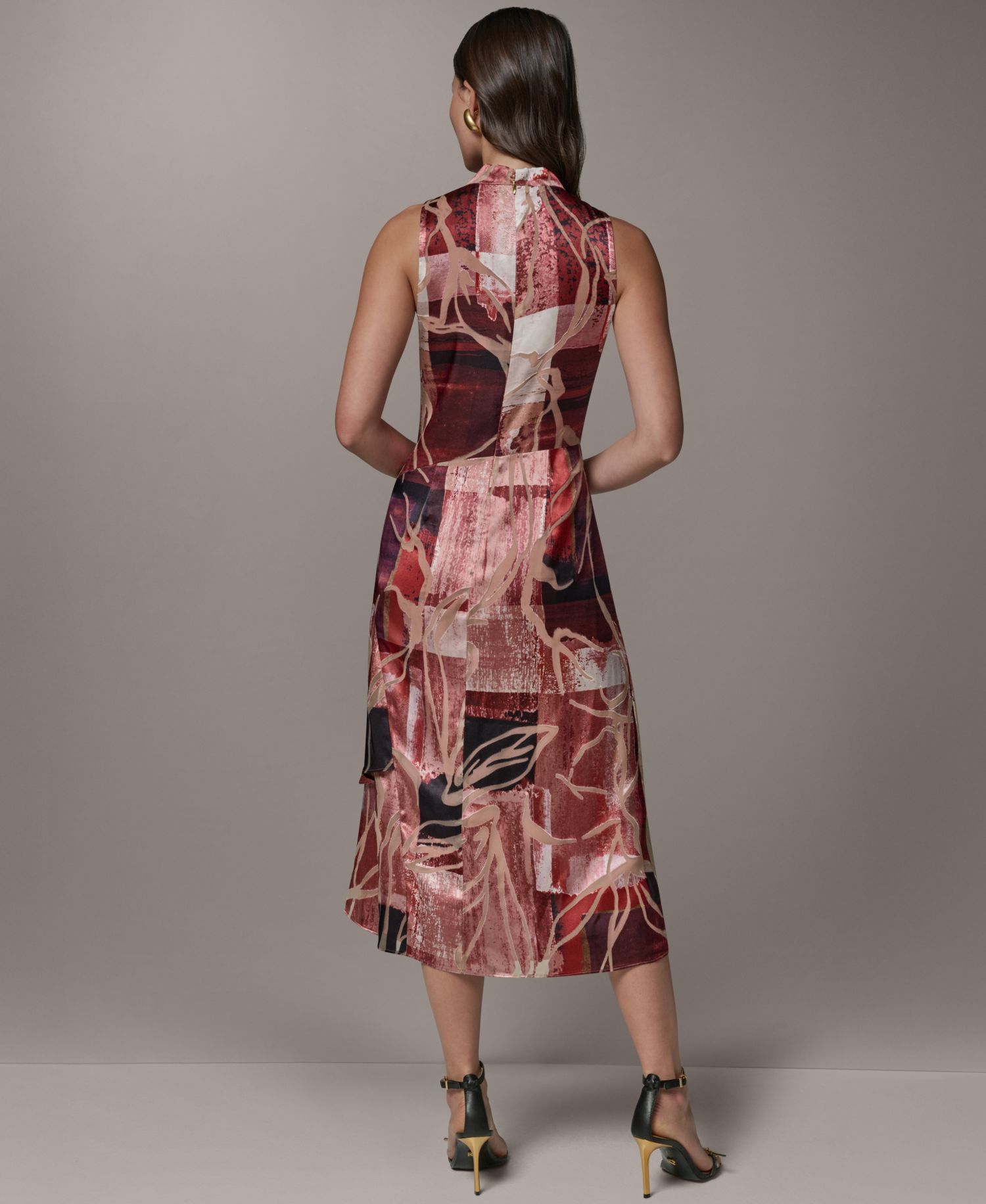 Women's Printed Burnout High Cowl Neck Dress