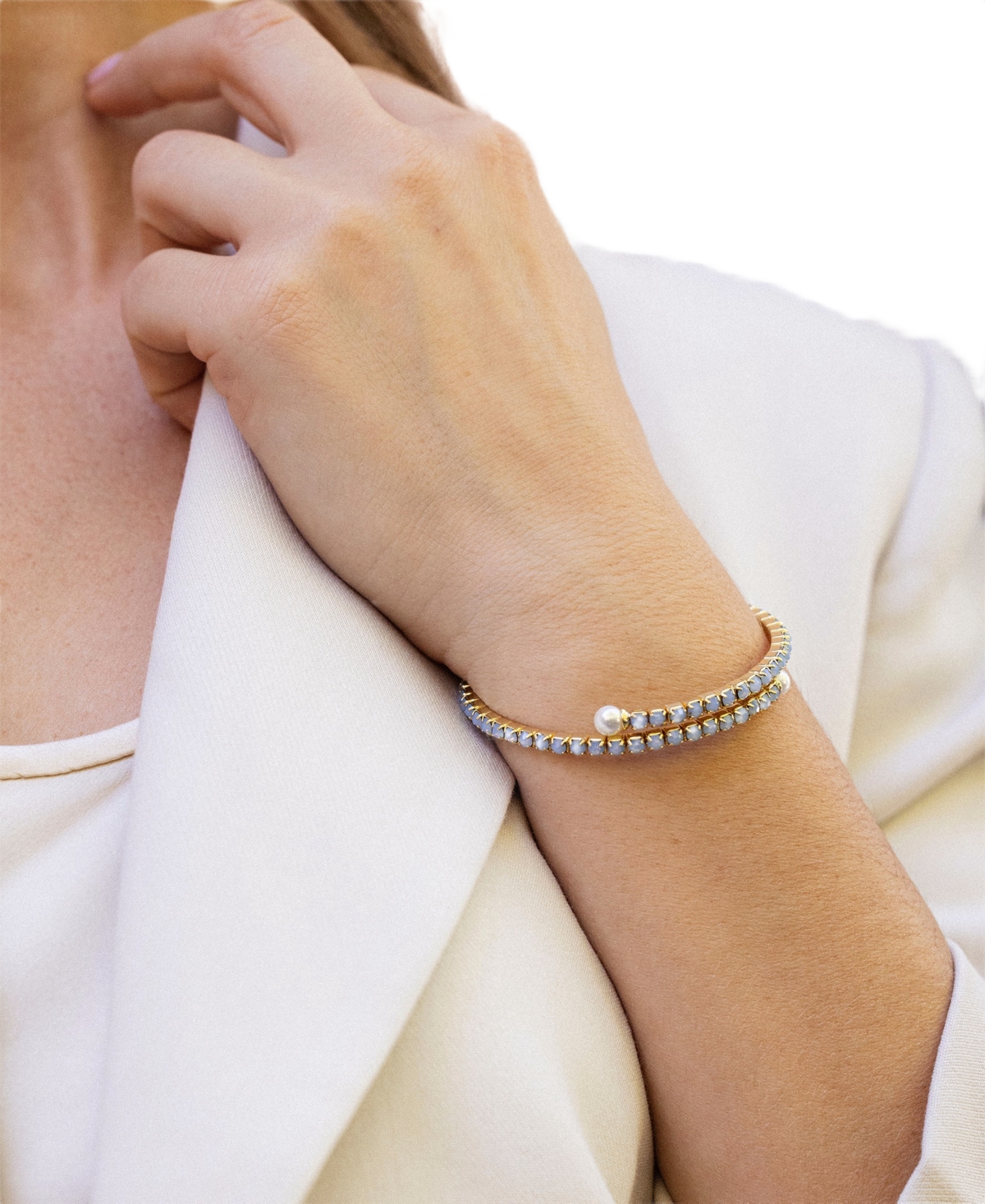 brook & york Gold-Tone Plated Isabella Opal Coil Tennis Bracelet