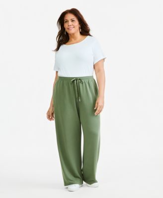 Plus Size LuxLounge French Terry Wide-Leg Drawstring Pants