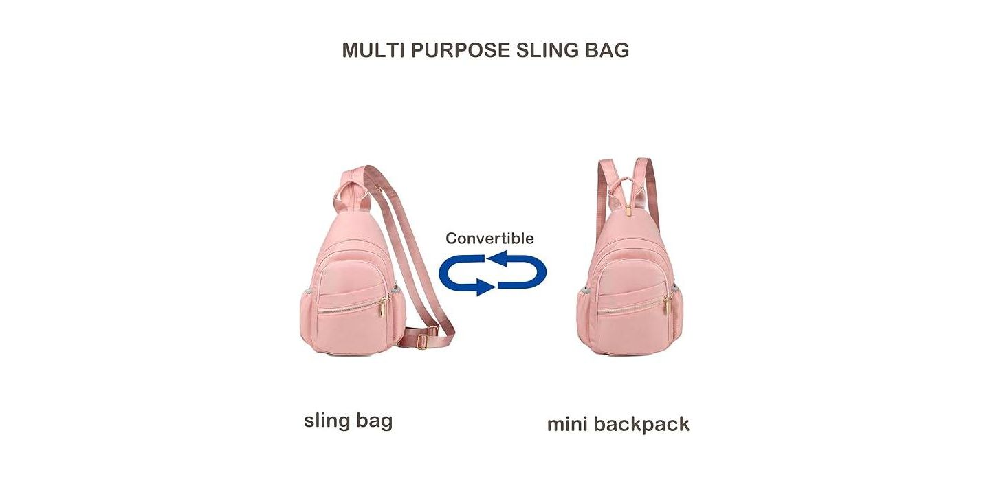 Рюкзак Urbanmax Small Crossbody Sling Bag for Women, Mini Sling Convertible, Chest Bag for Hiking Daypack, цвет: Розовый, вариант 1 — фото 7