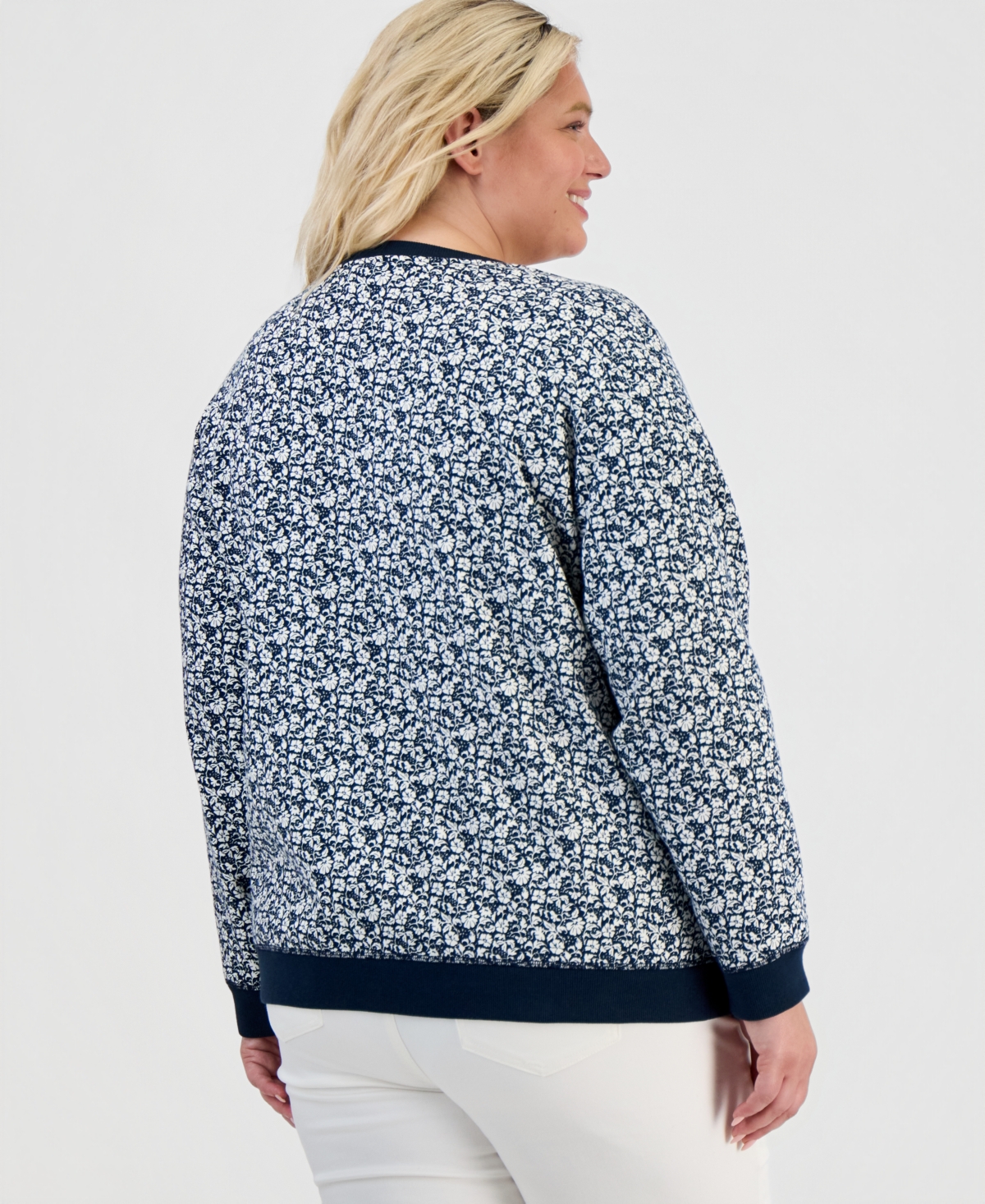 Style & Co Plus Printed Fleece Crewneck Sweatshirt, Macy's Exclusive