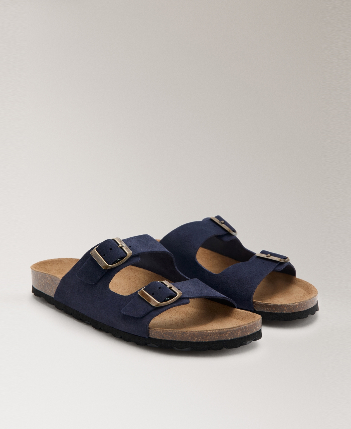 Mango Women's Double-buckle Leather Sandals In Blue
