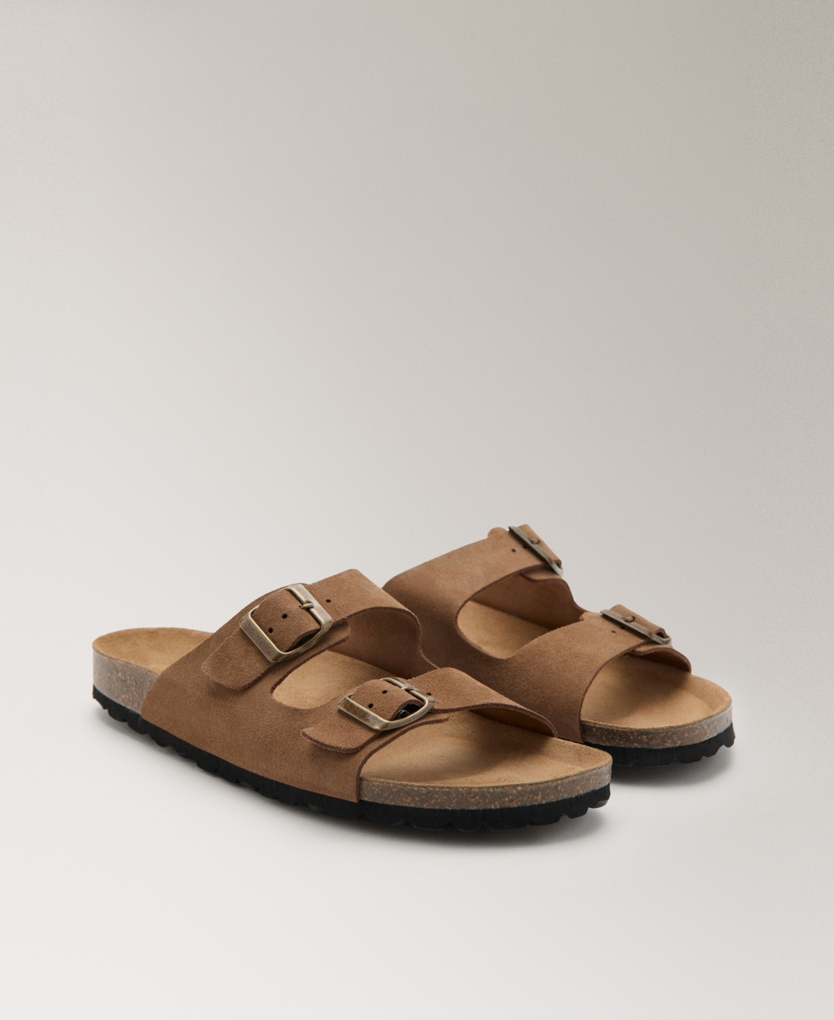 Mango Women's Double-buckle Leather Sandals In Brown