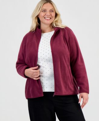 Plus Size Polar Fleece Zip-Front Jacket