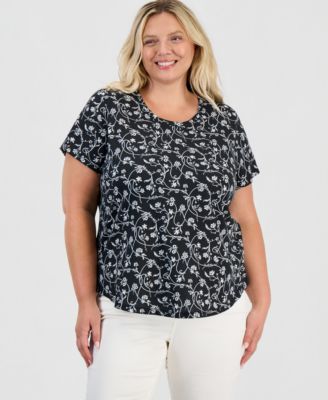 Plus Printed Short-Sleeve Crewneck Tee