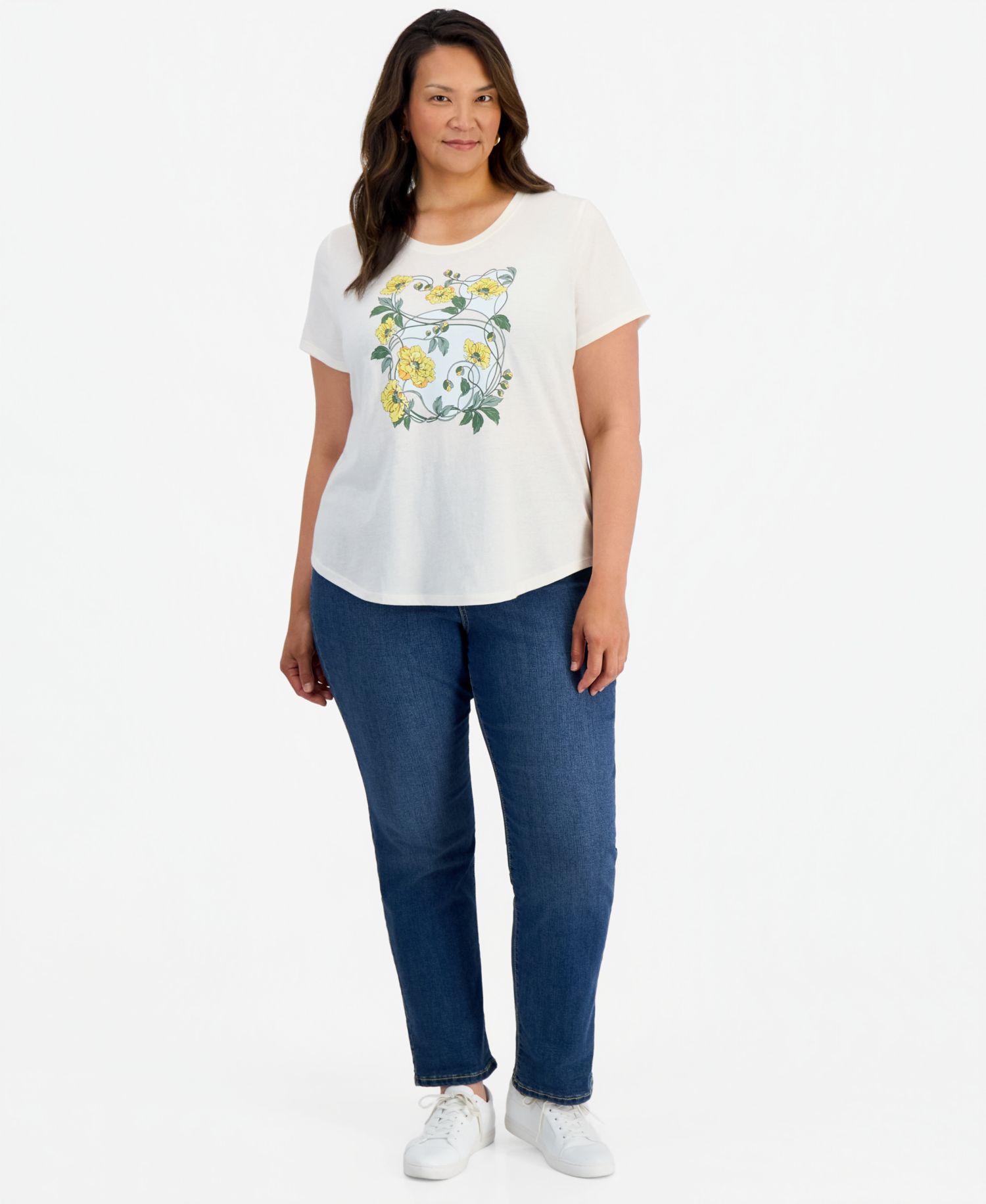 Plus Size Printed Short-Sleeve Crewneck Tee