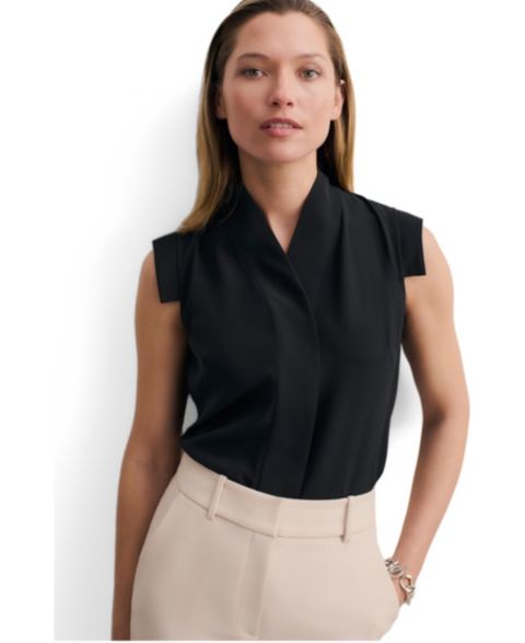 Женская блузка The Fold Bowery Sleeveless Silk, цвет: Чёрный