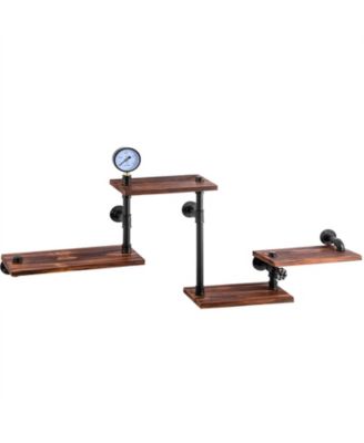 4 Tier Industrial Pipe Shelving Rustic Floating Wall Mount Shelf