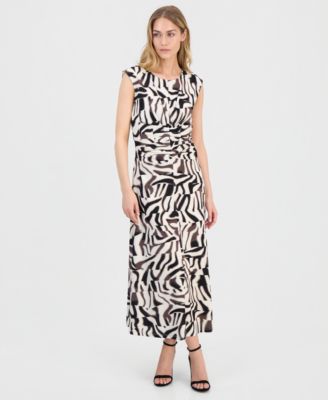 Women's Printed Ruched Pebble Jersey Midi Dress