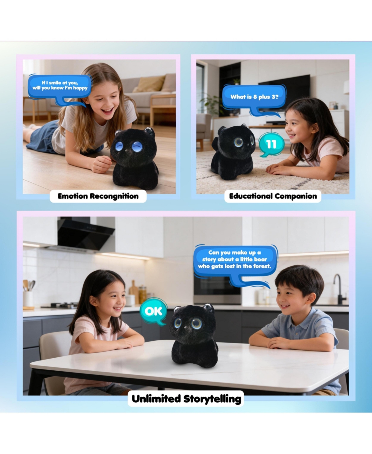 Contixo Ai Pixie-Paw Smart Plush Cat with Advanced Voice and Touch Interactive Toy