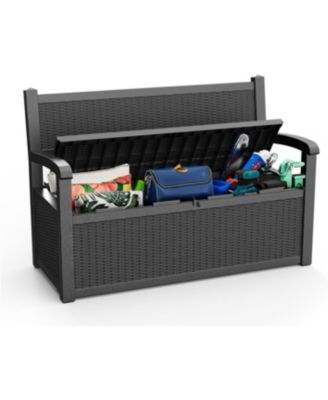 80 Gallon Storage Chest,Outdoor Storage Bench,Waterproof Deck Box,Patio Storage with Seat,Lockable Resin Storage