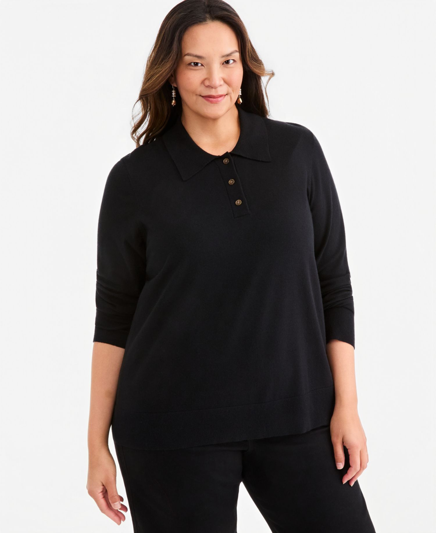 Women's Long-Sleeve Polo Sweater
