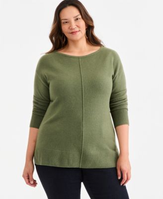 Plus Size LuxSoft Seamfront Tunic Sweater