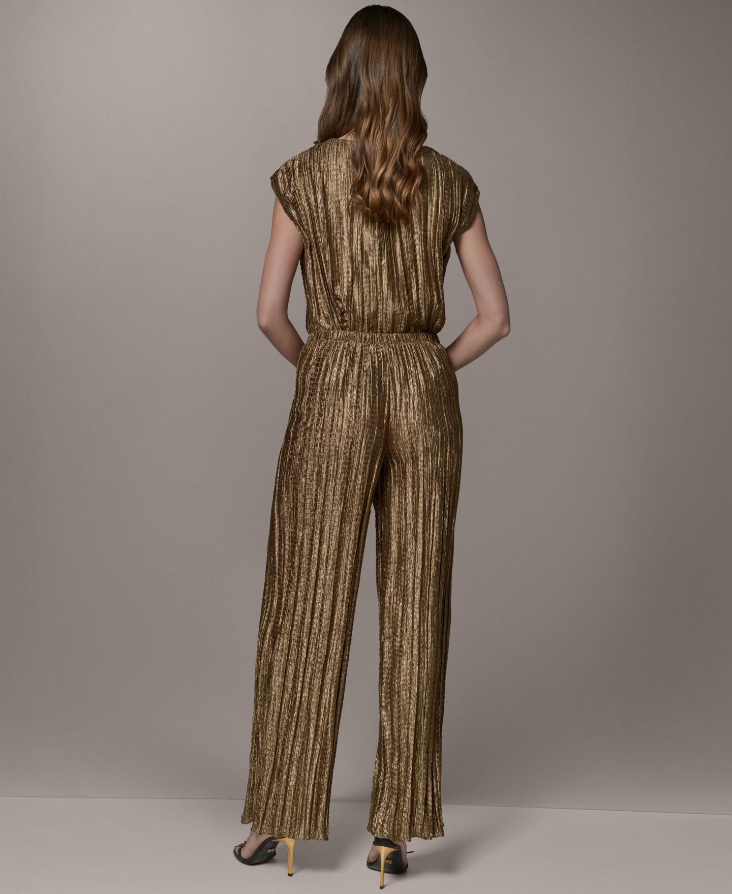 Женские брюки Donna Karan New York Wide-Leg, цвет: Золотой — фото 5