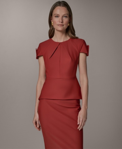 Женские Donna Karan New York Women's Crewneck Peplum Top, Regular & Petite