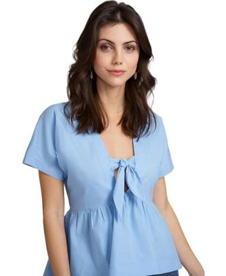 Women's Kennedy Tie Front V Neck Top