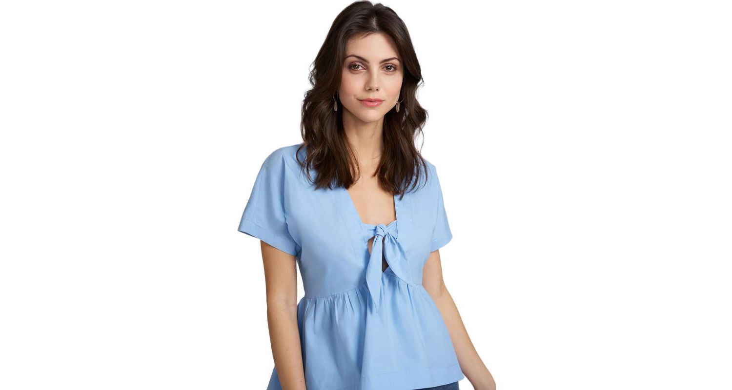 Women's Kennedy Tie Front V Neck Top