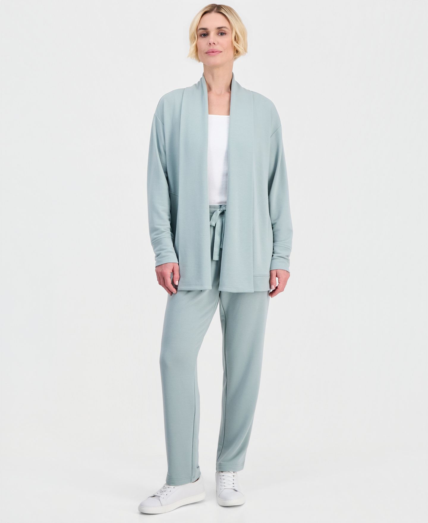 Женский кардиган Style & Co LuxLounge из флиса с начёсом, для невысоких, цвет: Состаренный шалфейный — фото 3