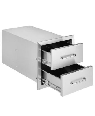 Outdoor Kitchen Drawers 14W x 14.4H x 23D in Double BBQ Stainless