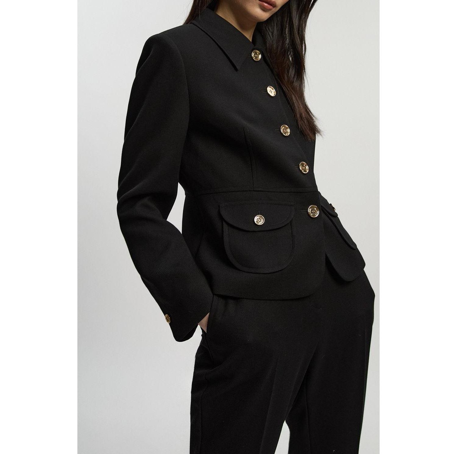 Women's Textured Compact Stretch Tailored Blazer