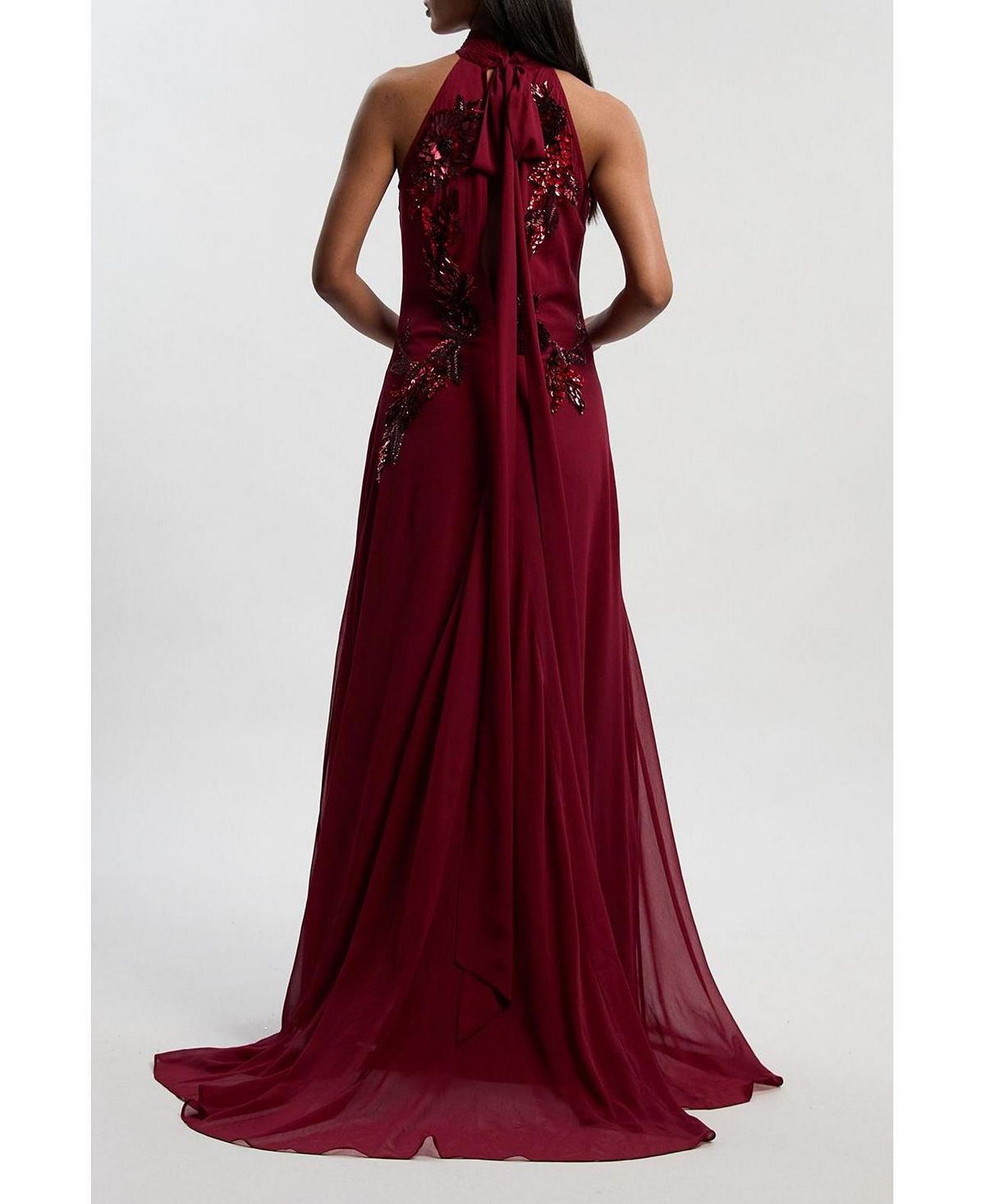 Karen Millen Women's Feather Halter Maxi Dress view 6 — MAYCSS fashion products